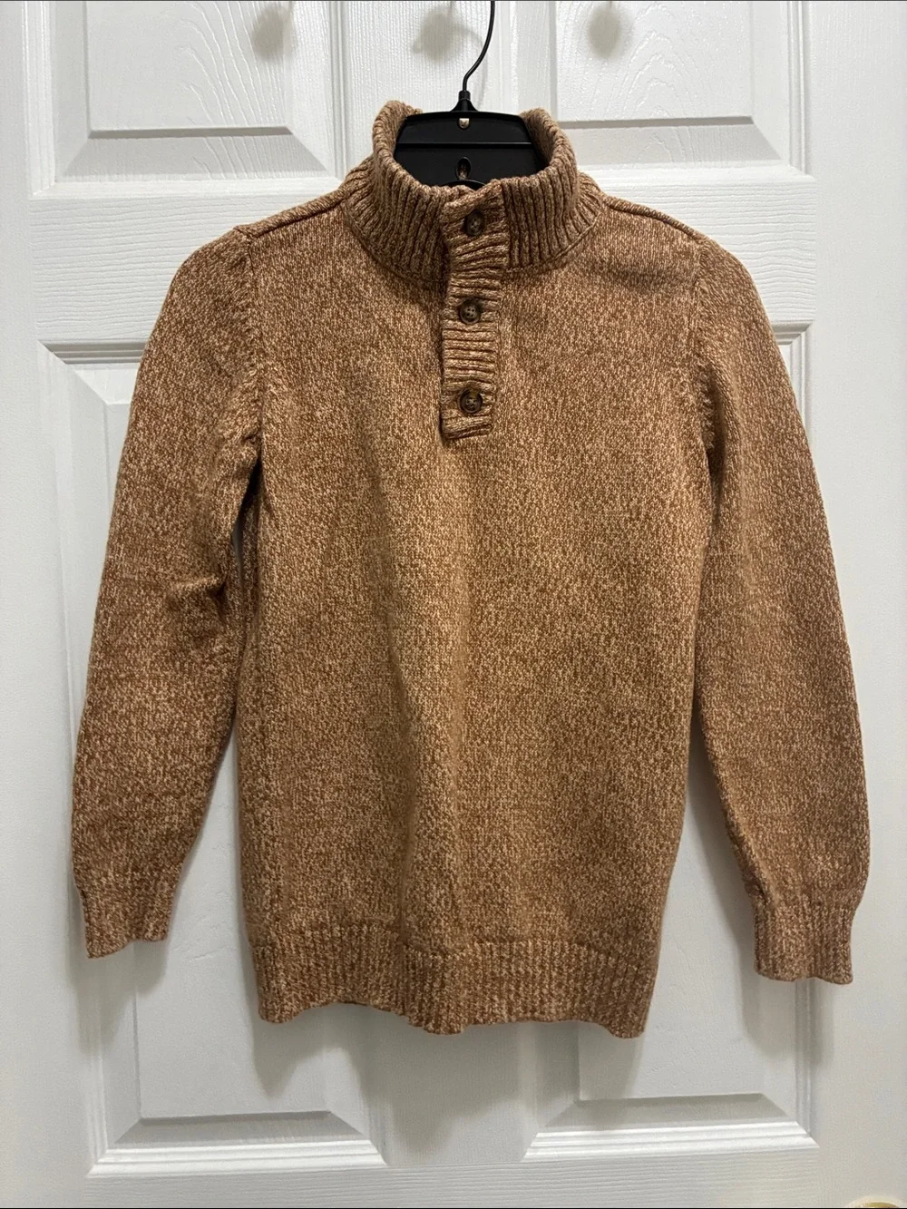 CARTER’S Knit Button-Front Mock Neck Sweater in Camel SZ 12